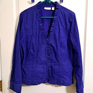 Chico's Blue Ruffled Blazer Size Small